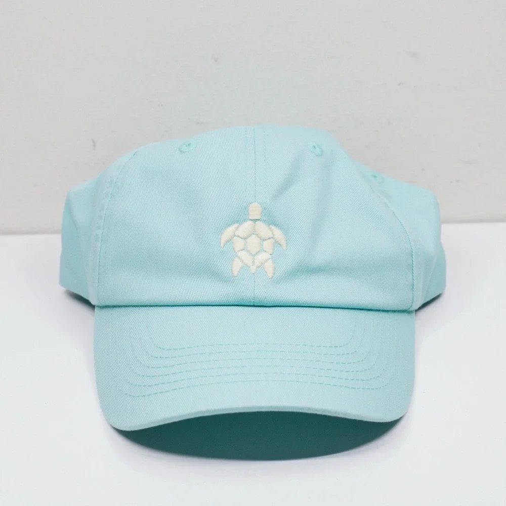 SPARTINA 449 Sea Turtle Embroidered Cotton Twill Baseball Hat Aqua Blue Sz OS